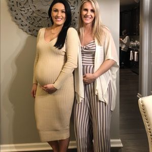 Worn once! Taupe long sleeve Midi dress